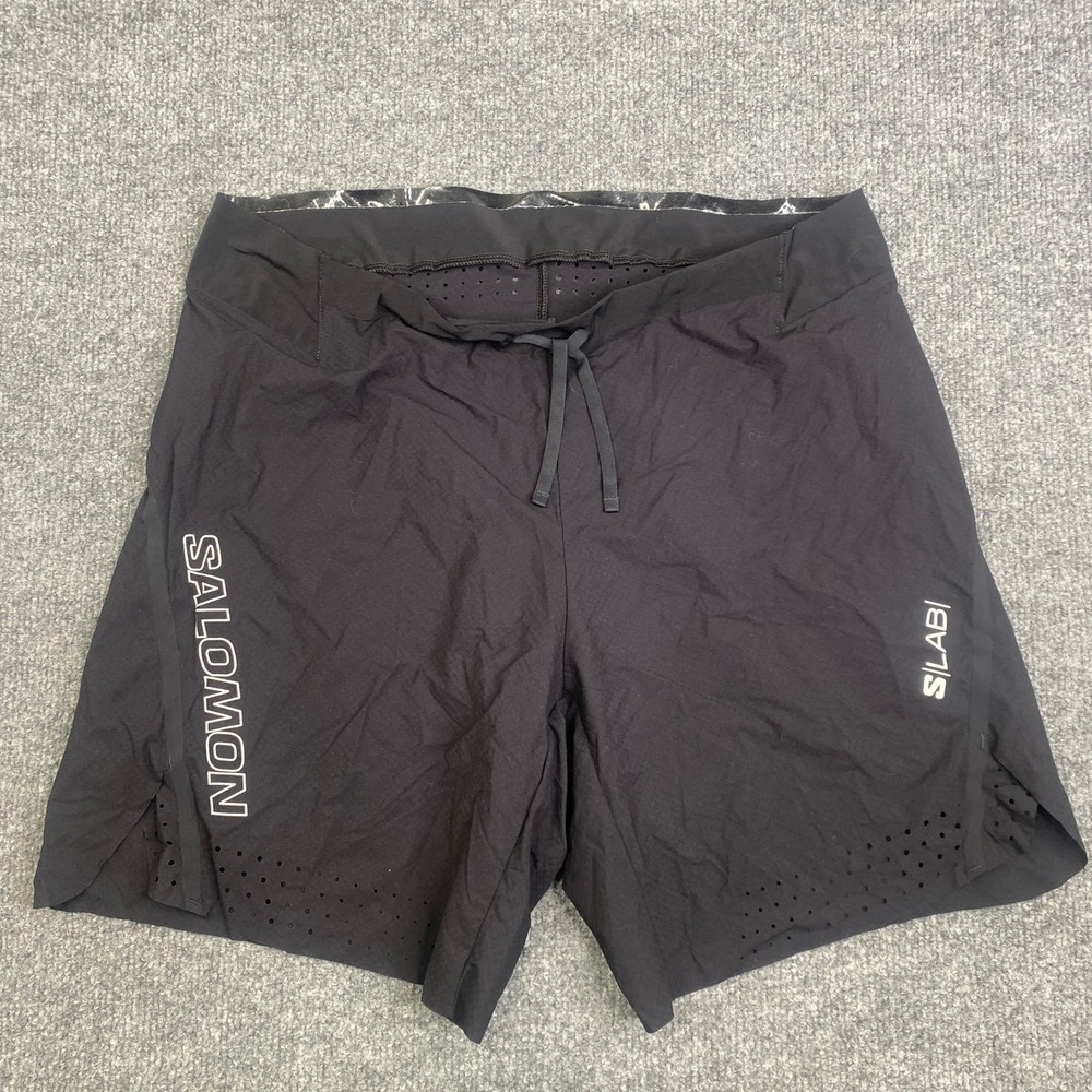 Salomon S/LAB Mens Running Shorts Black Perforated Athletic Trail Size M